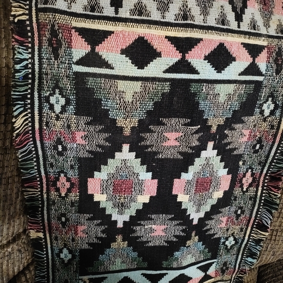 Aztec Boho Tapestry Wall Hanging Decor Multi Colored 34x19in Clean Beautiful - Picture 9 of 9